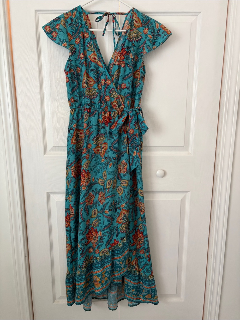 Bohemian wrap like dress. Perfect for salsa or lunch.
